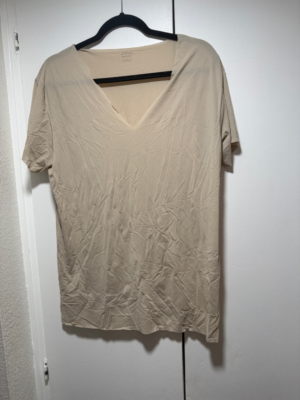 iris AIRism Short Sleeve Mesh Tee in Beige